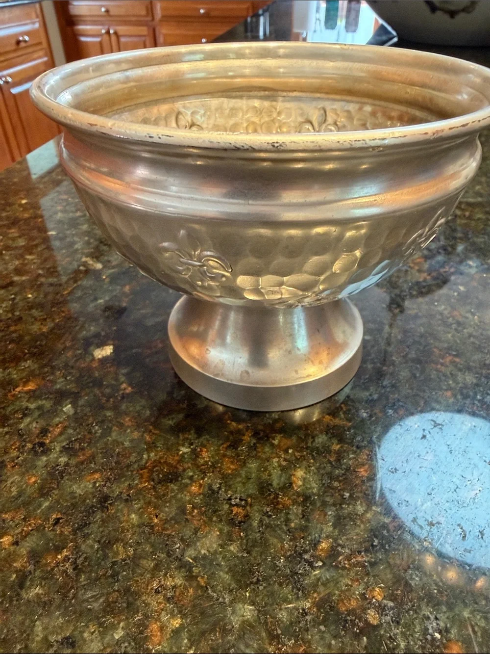 IHI Footed Hammered Serving Bowl.